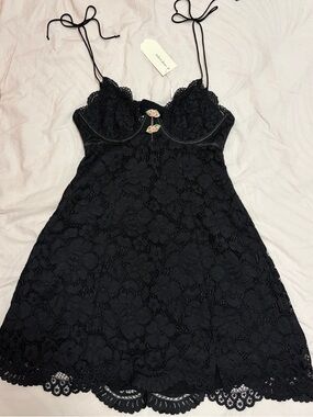 For Love & Lemons Black Lace Mini Dress